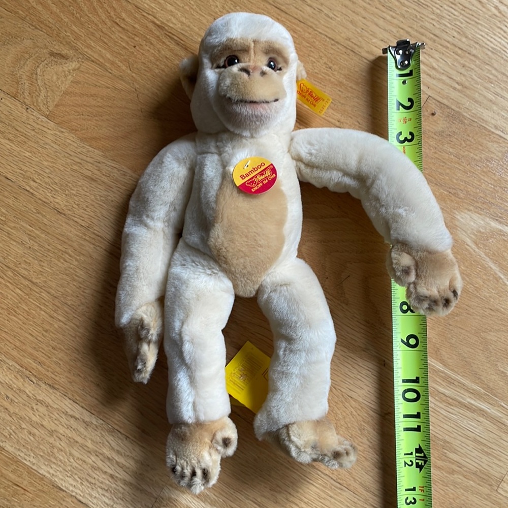 STEIFF BAMBOO cream and tan monkey